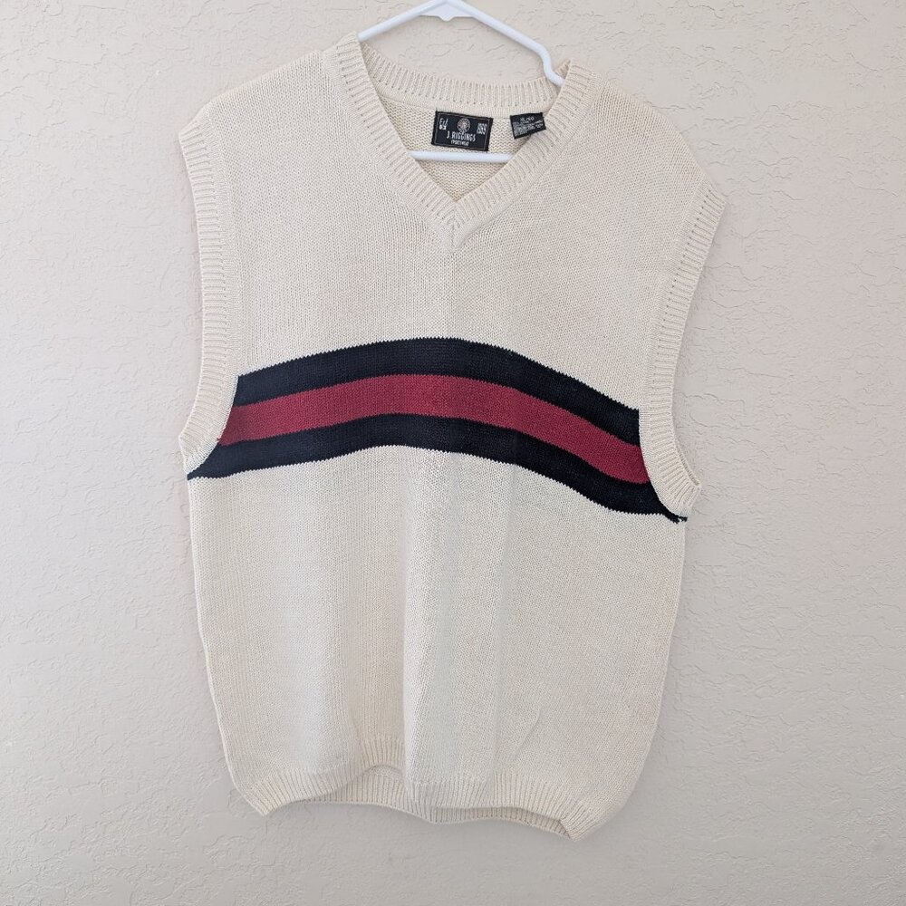 Vintage J Riggins Striped Sleeveless Sweater Vest Size XL